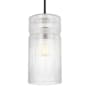 Visual Comfort Liouet 7" Wide Mini Pendant with Clear Ribbed Glass Shade Midnight Black