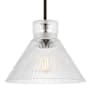 Visual Comfort Liouet 12" Wide Pendant with Clear Ribbed Glass Shade Midnight Black