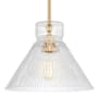 Visual Comfort Liouet 12" Wide Pendant with Clear Ribbed Glass Shade Satin Brass
