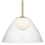 Visual Comfort Suma 16" Wide Pendant with Clear Glass Outer And Opal Etched Glass Inner Shade Satin Brass