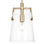 Visual Comfort Crofton 8" Wide Mini Pendant with Clear Glass Shade Satin Brass