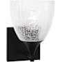 Visual Comfort Toffino 9" Tall Bathroom Sconce with Clear Crackle Glass Shade Midnight Black