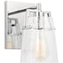 Visual Comfort Crofton 9" Tall Bathroom Sconce with Clear Crackle Glass Shade Chrome