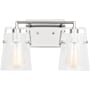 Visual Comfort Crofton 2 Light 15" Wide Vanity Light with Clear Crackle Glass Shades Chrome