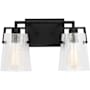 Visual Comfort Crofton 2 Light 15" Wide Vanity Light with Clear Crackle Glass Shades Midnight Black