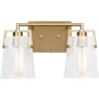 Visual Comfort Crofton 2 Light 15" Wide Vanity Light with Clear Crackle Glass Shades Satin Brass