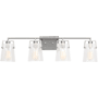 Visual Comfort Crofton 4 Light 33" Wide Vanity Light with Clear Crackle Glass Shades Brushed Nickel