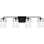 Visual Comfort Crofton 4 Light 33" Wide Vanity Light with Clear Crackle Glass Shades Midnight Black