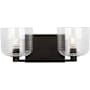 Visual Comfort Lochdale 2 Light 15" Wide Vanity Light with Clear Ribbed Glass Shades Midnight Black
