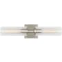 Visual Comfort Sarita 2 Light 21" Wide Bath Bar with Clear Ribbed Glass Shades Brushed Nickel