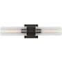 Visual Comfort Sarita 2 Light 21" Wide Bath Bar with Clear Ribbed Glass Shades Midnight Black