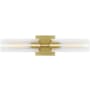 Visual Comfort Sarita 2 Light 21" Wide Bath Bar with Clear Ribbed Glass Shades Satin Brass