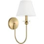 Visual Comfort Elsay 16" Tall Bathroom Sconce with Linen Shade Satin Brass