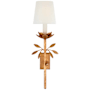 Visual Comfort Clementine 24" Tall Wall Sconce Antique Gold Leaf / Linen Shades