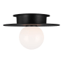 Visual Comfort Nodes 8" Wide Semi-Flush Globe Ceiling Fixture with Milk Glass Shade Midnight Black