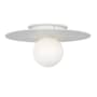 Visual Comfort Nodes 14" Wide Semi-Flush Globe Ceiling Fixture with Milk Glass Shade Matte White