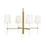 Visual Comfort Monroe 4 Light 28" Wide Chandelier Burnished Brass / Gloss White