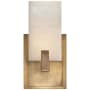 Visual Comfort Covet 11" Short Clip Bath Sconce with Alabaster Shade by Kelly Wearstler Antique Burnished Brass