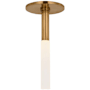 Visual Comfort Rousseau 1" Wide LED Flush Mount Ceiling Fixture Antique Burnished Brass / Etched Crystal