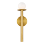 Visual Comfort Nodes 17" Tall Bathroom Sconce with Milk Glass Shade Burnished Brass