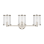 Visual Comfort Reynolds 3 Light 24" Wide Vanity Light with Clear Glass Shades Polished Nickel