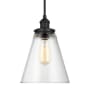 Visual Comfort Baskin 12" Tall Mini Pendant with Clear Glass Shade Midnight Black