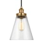 Visual Comfort Baskin 12" Tall Mini Pendant with Clear Glass Shade Satin Brass