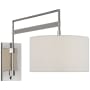 Visual Comfort Gael 18" Tall Swing Arm Wall Sconce with White Linen Shade Polished Nickel