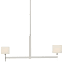 Visual Comfort Brontes 2 Light 54" Wide Linear Chandelier with White Linen Shades Polished Nickel