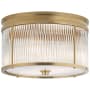 Visual Comfort Allen 3 Light 12" Wide Flush Mount Drum Ceiling Fixture Natural Brass