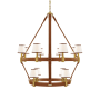 Visual Comfort Riley 12 Light 48" Wide Chandelier Natural Brass / Saddle Leather