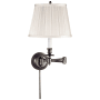 Visual Comfort Candle Stick 16" High Plug-In Wall Sconce with Silk Shade Bronze