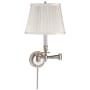 Visual Comfort Candle Stick 16" High Plug-In Wall Sconce with Silk Shade Polished Nickel
