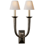 Visual Comfort French Deco Horn 2 Light 22" Tall Wall Sconce Bronze