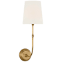 Visual Comfort Wyatt 20" Tall Wall Sconce Hand-Rubbed Antique Brass / Linen