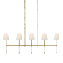 Visual Comfort Camille 5 Light 53" Wide Linear Chandelier Hand-Rubbed Antique Brass
