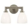 Visual Comfort Wilton 2 Light 13" Wide Bathroom Vanity Light with White Glass Shade Antique Nickel