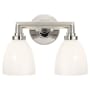 Visual Comfort Wilton 2 Light 13" Wide Bathroom Vanity Light with White Glass Shade Polished Nickel