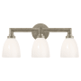 Visual Comfort Wilton 3 Light 21" Wide Bathroom Vanity Light with White Glass Shade Antique Nickel