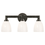 Visual Comfort Wilton 3 Light 21" Wide Bathroom Vanity Light with White Glass Shade Bronze