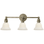 Visual Comfort Boston 3 Light 23" Wide Bathroom Vanity Light with White Glass Shade Antique Nickel