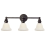Visual Comfort Boston 3 Light 23" Wide Bathroom Vanity Light with White Glass Shade Bronze