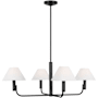 Visual Comfort Colfax 4 Light 35" Wide Chandelier with Linen Shades Aged Iron