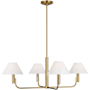 Visual Comfort Colfax 4 Light 35" Wide Chandelier with Linen Shades Burnished Brass