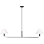 Visual Comfort Colfax 2 Light 55" Wide Linear Chandelier with Linen Shades Aged Iron
