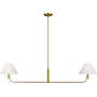 Visual Comfort Colfax 2 Light 55" Wide Linear Chandelier with Linen Shades Burnished Brass