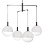 Visual Comfort Torian 4 Light 33" Wide Chandelier with Milk / Clear Glass Shades Aged Iron