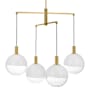 Visual Comfort Torian 4 Light 33" Wide Chandelier with Milk / Clear Glass Shades Burnished Brass
