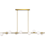 Visual Comfort Altair 9 Light 49" Wide Abstract Chandelier with Milk Glass Shades Burnished Brass