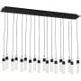 Visual Comfort Lassell 45" Wide LED Crystal Linear Chandelier - 2700K, 90 CRI, 8210 Lumens Nightshade Black